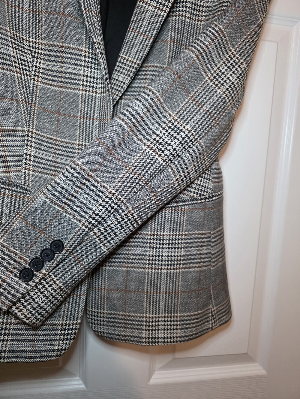 Express Blazer Womens Sz 4 Gray Plaid Check One Button Work Jacket Career - Picture 6 of 13